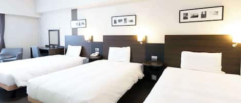 Family Room, 3 Twin Beds, Non Smoking | In-room safe, desk, blackout drapes, iron/ironing board