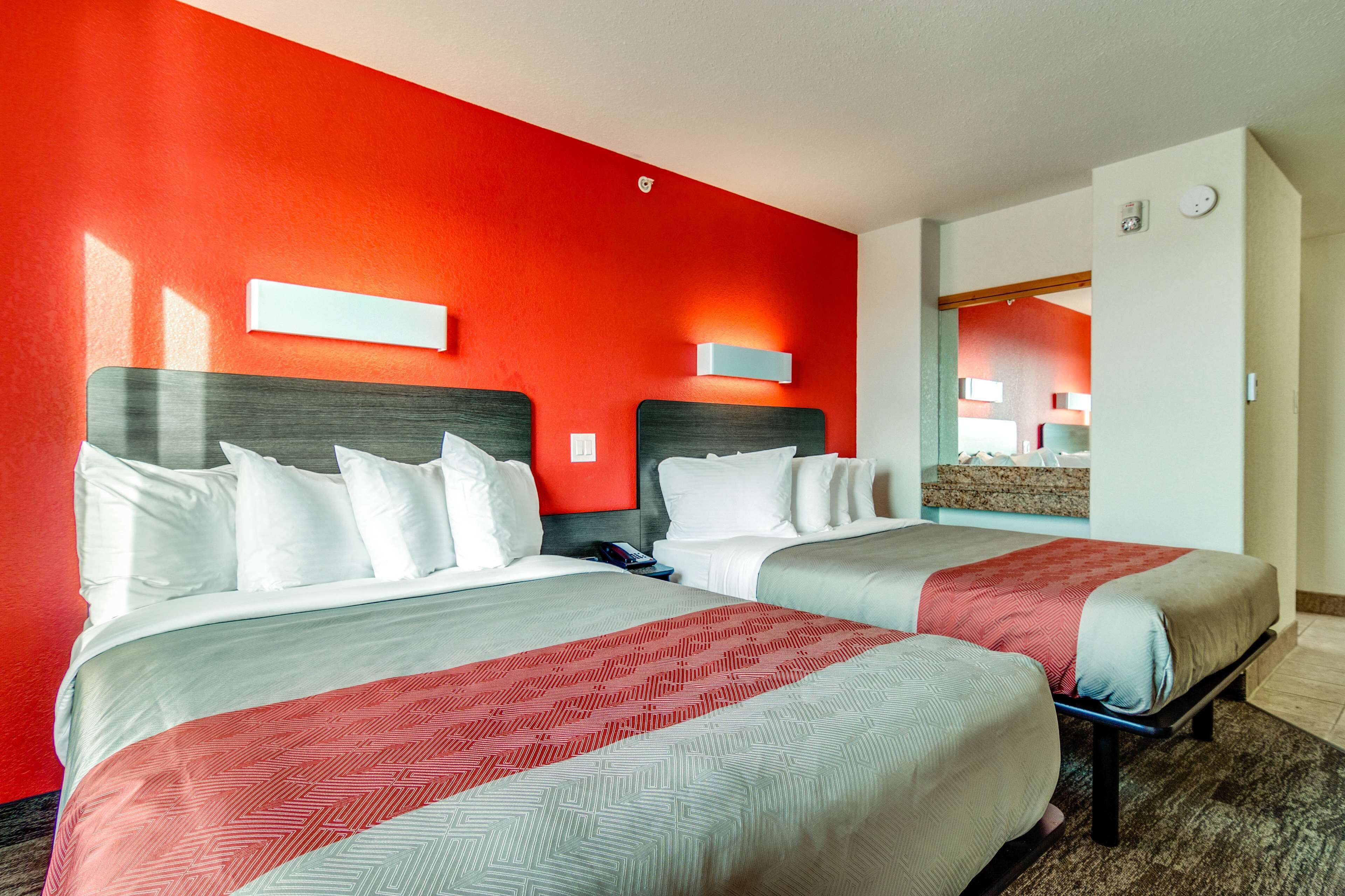 Desk, laptop workspace, blackout curtains, iron/ironing board