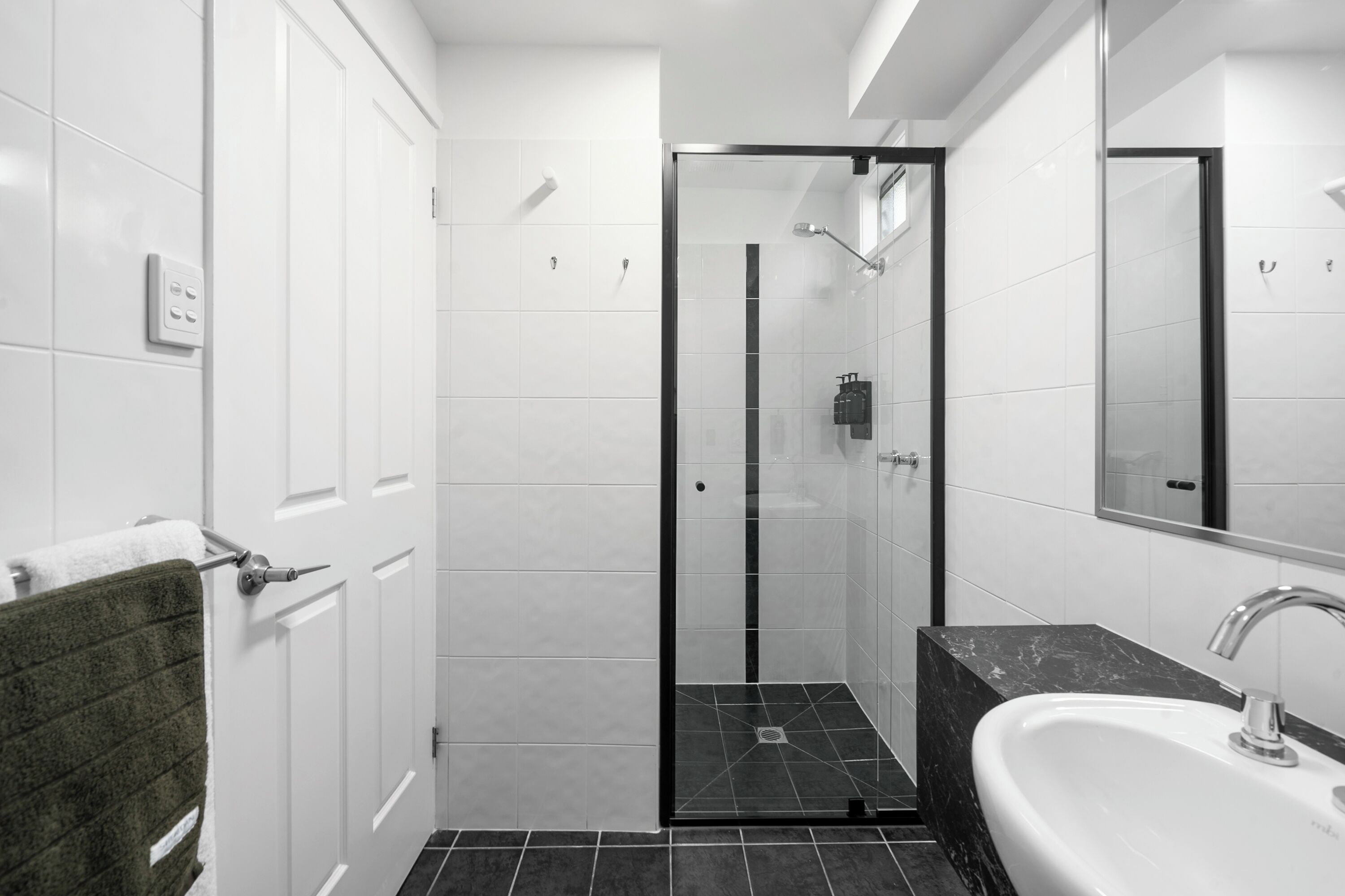 premier twin room | bathroom | shower, free toiletries, hair dryer, towels