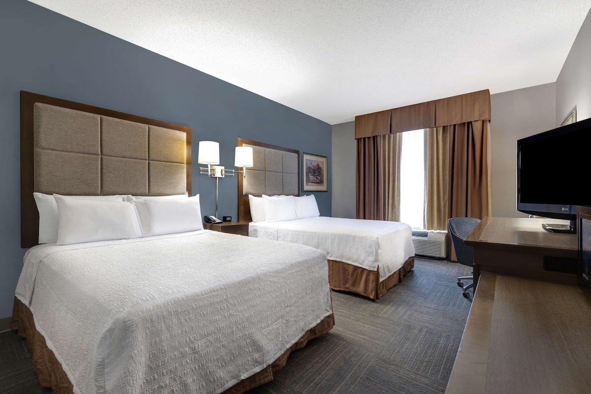 two queen beds non smoking | premium bedding, in-room safe, desk, iron/ironing board