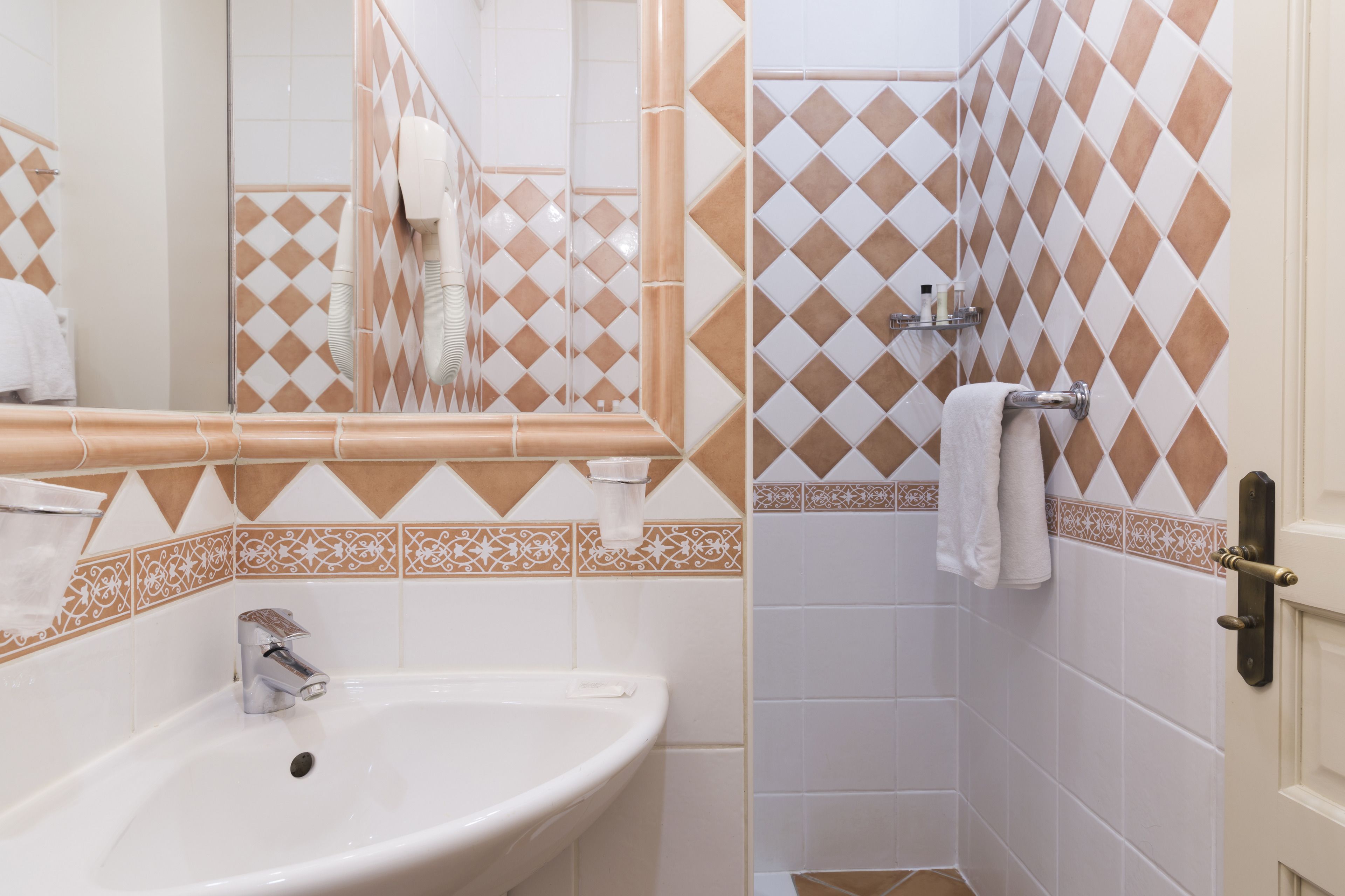 free toiletries, hair dryer, slippers, towels