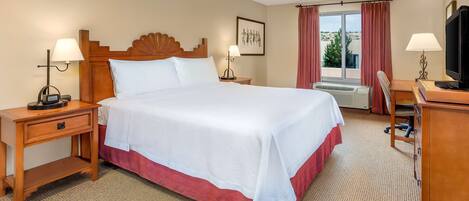 Desk, blackout curtains, iron/ironing board, free wired Internet