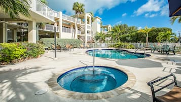Outdoor pool, open 7 AM to 8 PM, pool umbrellas, pool loungers