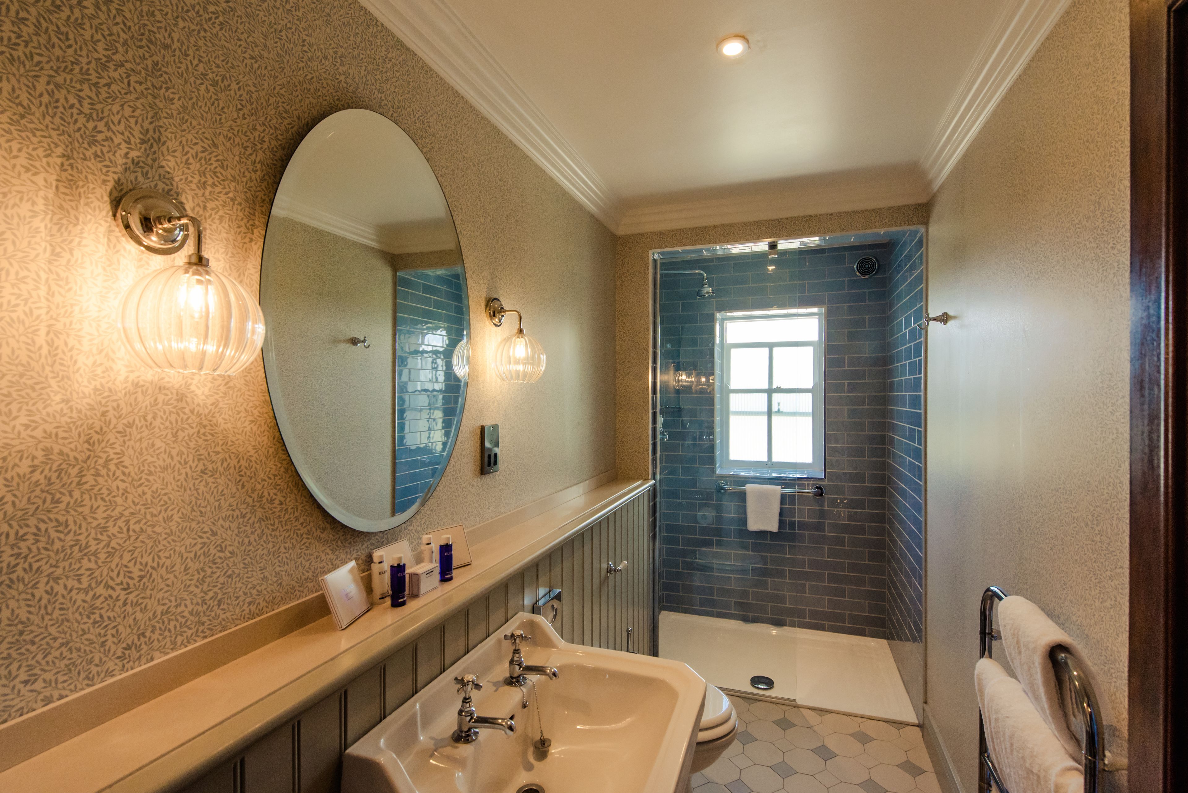 free toiletries, hair dryer, slippers, towels