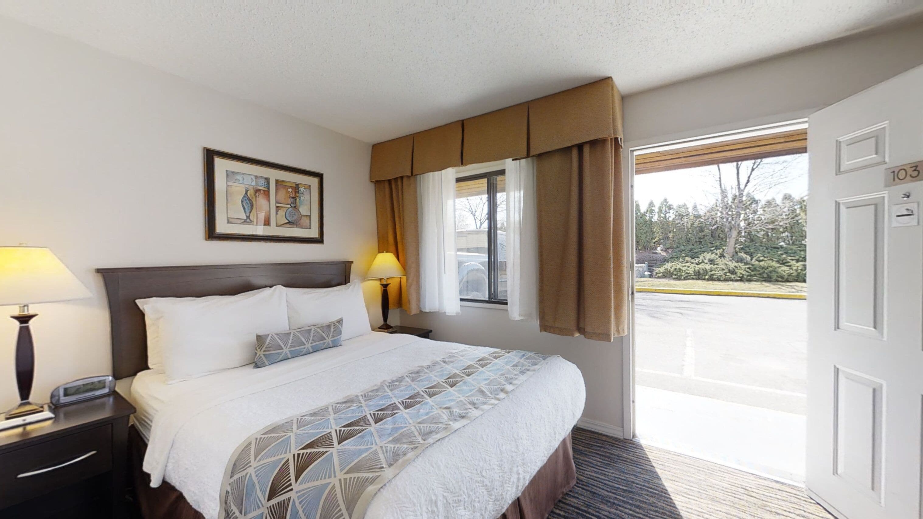 2 Queens with 1 Single Bed (Non-Pet friendly) | Blackout drapes, iron/ironing board, free WiFi, bed sheets