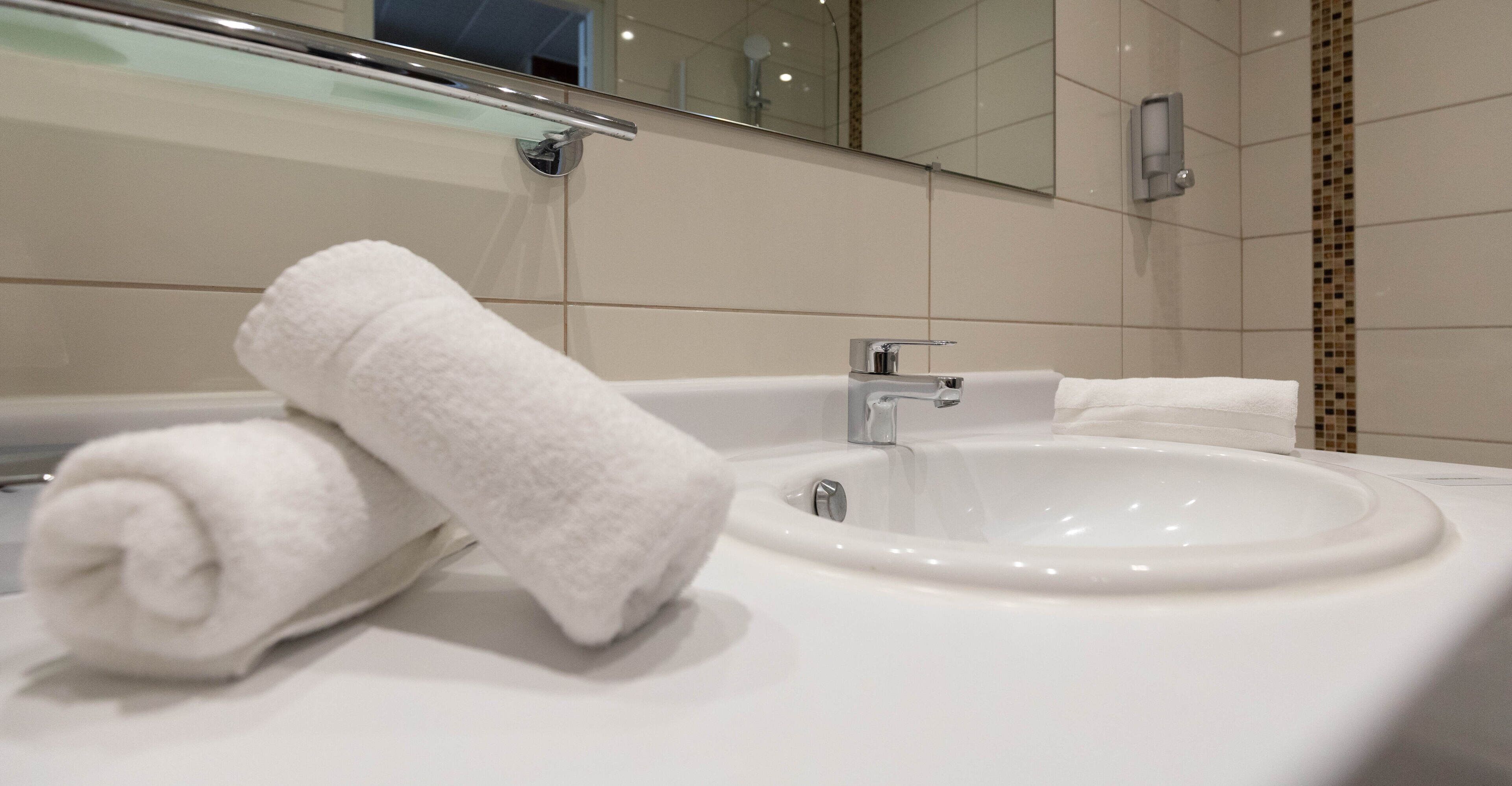 standard room, sea view (single beds) | bathroom | shower, free toiletries, hair dryer, towels