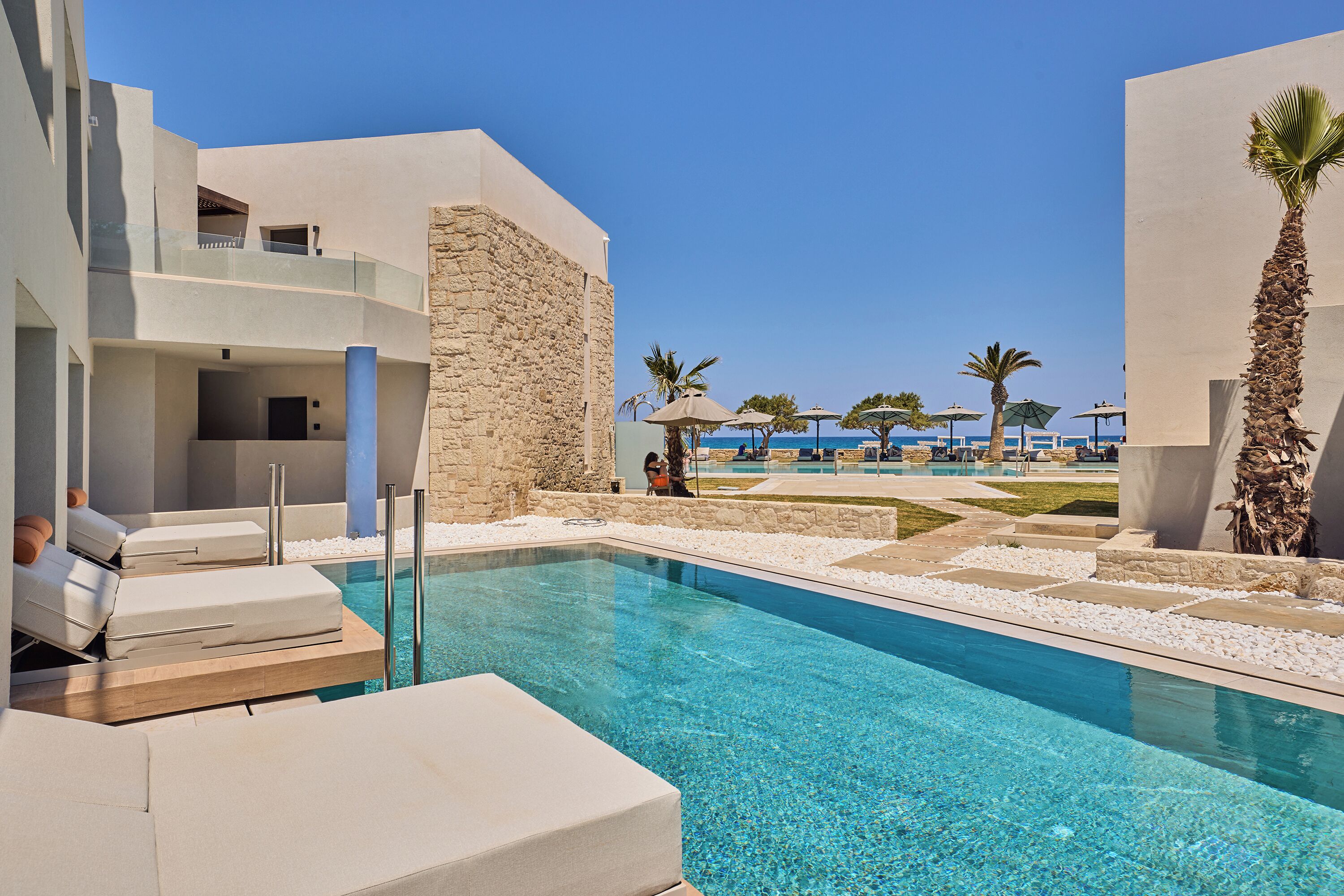 Indoor pool, 2 outdoor pools, pool umbrellas, sun loungers