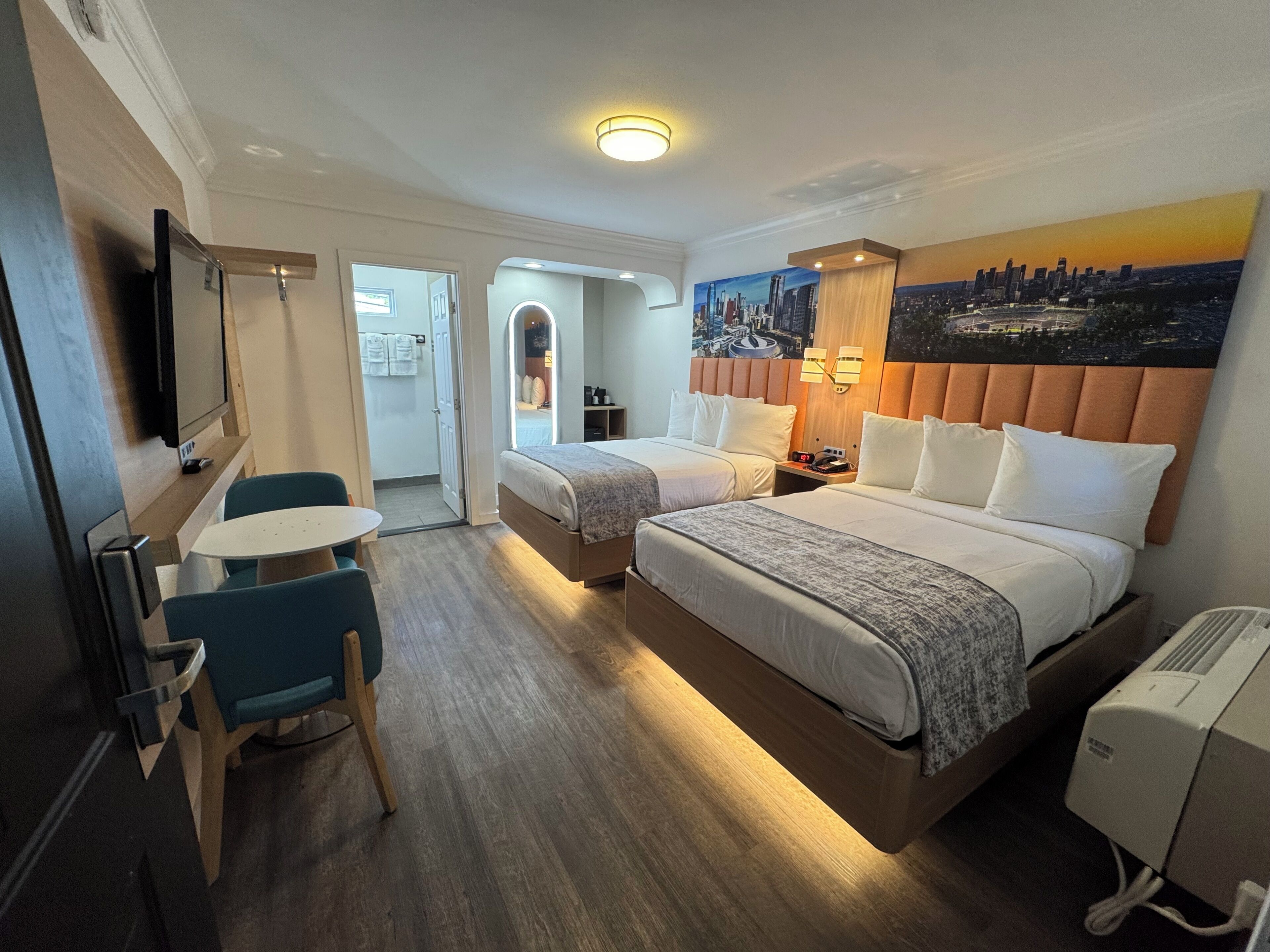 2 Double Beds Non Smoking | Desk, laptop workspace, blackout curtains, iron/ironing board