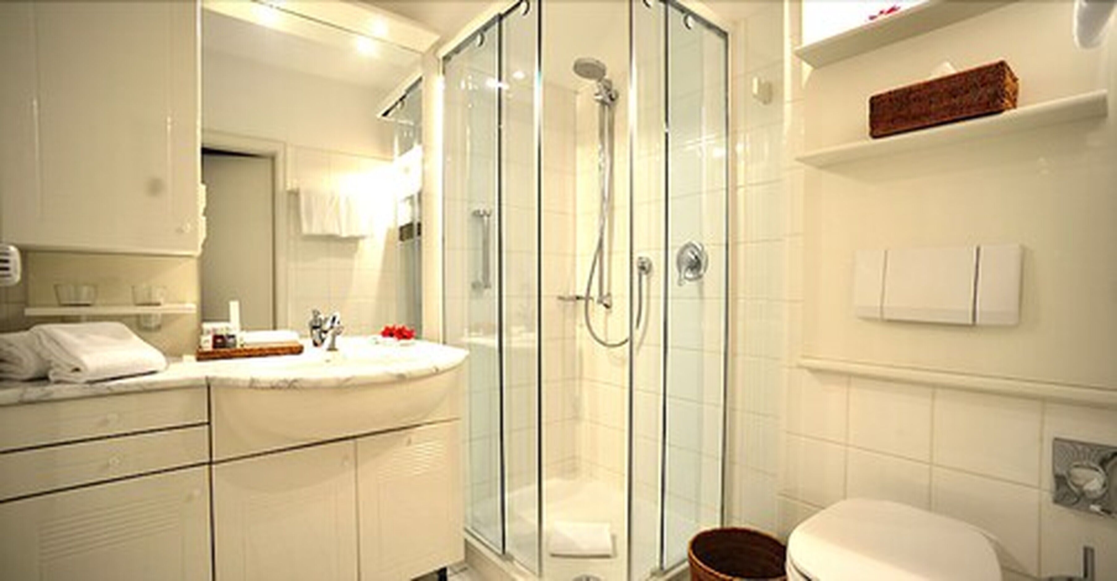 shower, free toiletries, hair dryer, bathrobes