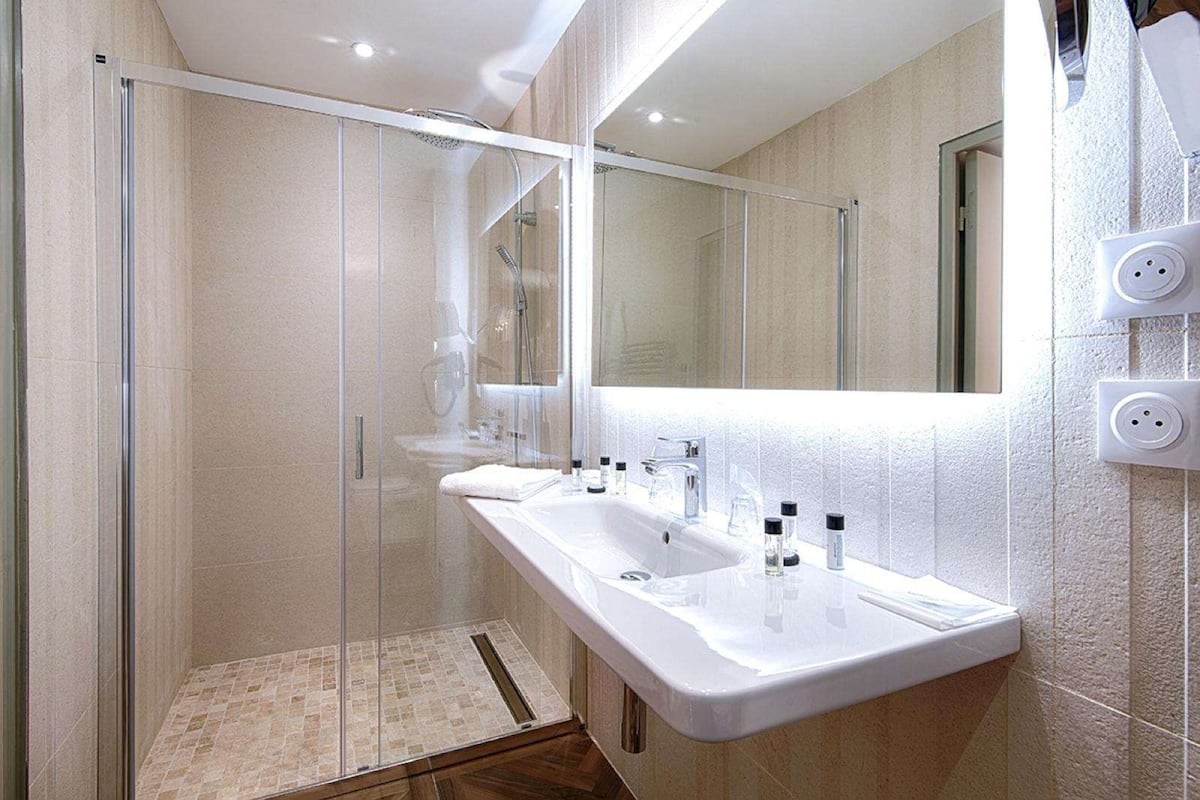 free toiletries, hair dryer, bathrobes, towels