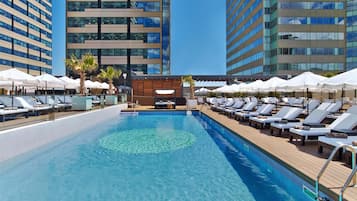 Seasonal outdoor pool, open 10:00 AM to 6:00 PM, cabanas (surcharge)