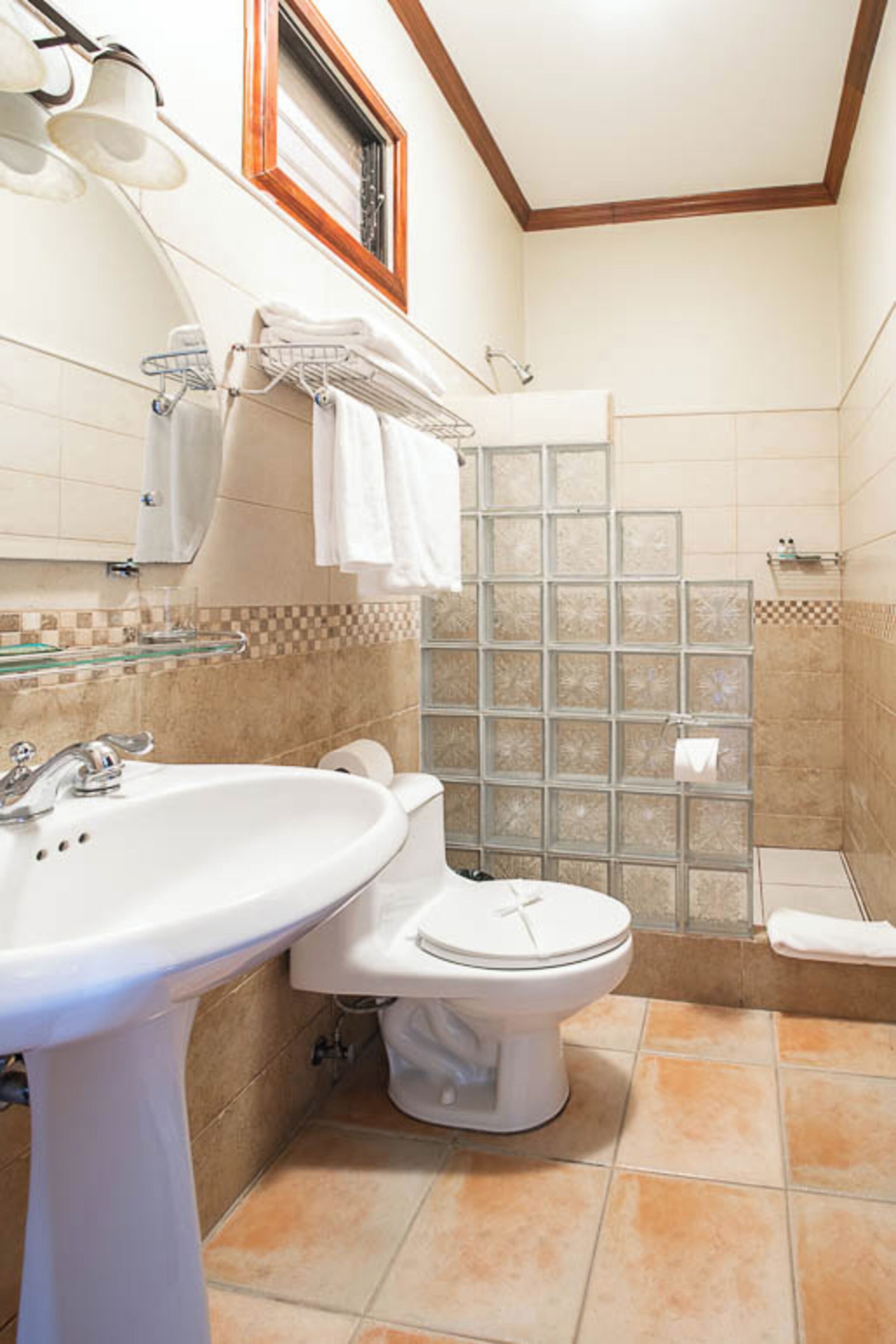 shower, free toiletries, towels