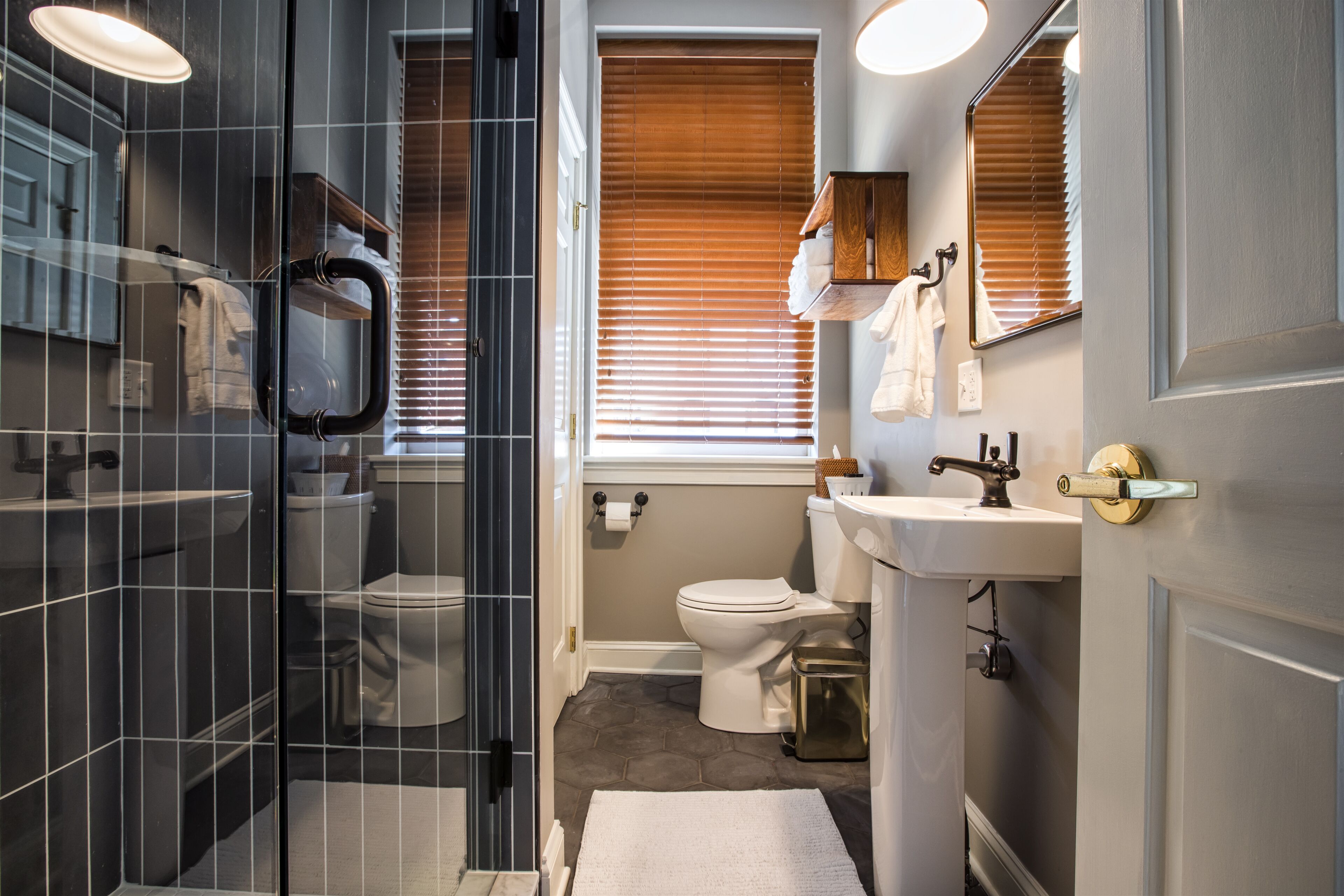 lydia hamilton suite | bathroom | designer toiletries, hair dryer, towels, soap