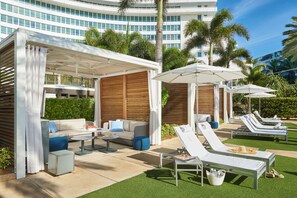 3 outdoor pools, open 6:30 AM to 7 PM, pool umbrellas, sun loungers