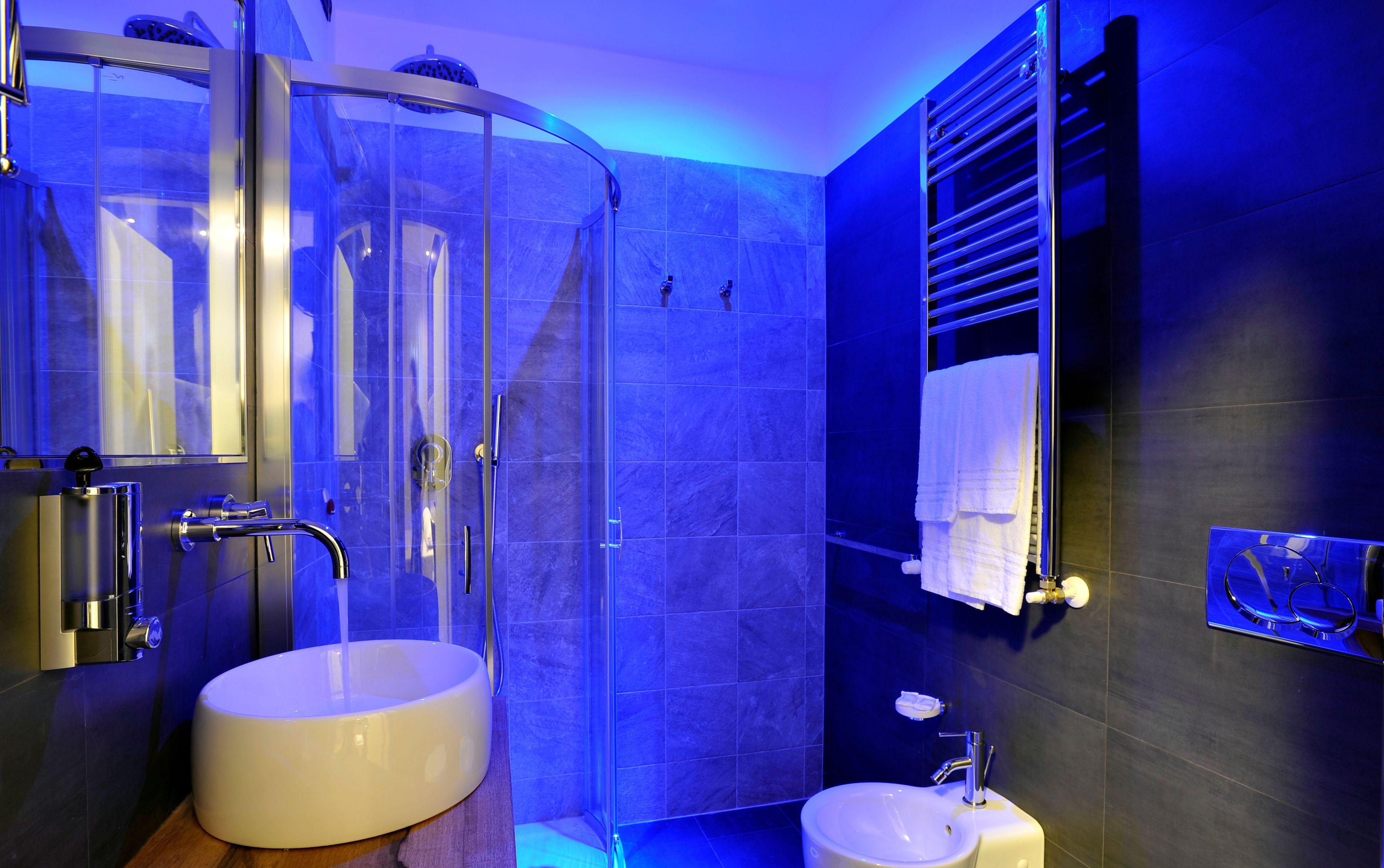 double or twin room | bathroom | shower, rainfall showerhead, eco-friendly toiletries, hair dryer