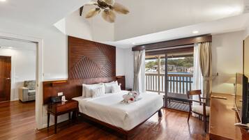 Villa – deluxe, 2 soverom, havneutsikt | Sengetøy av topp kvalitet, safe på rommet og skrivebord