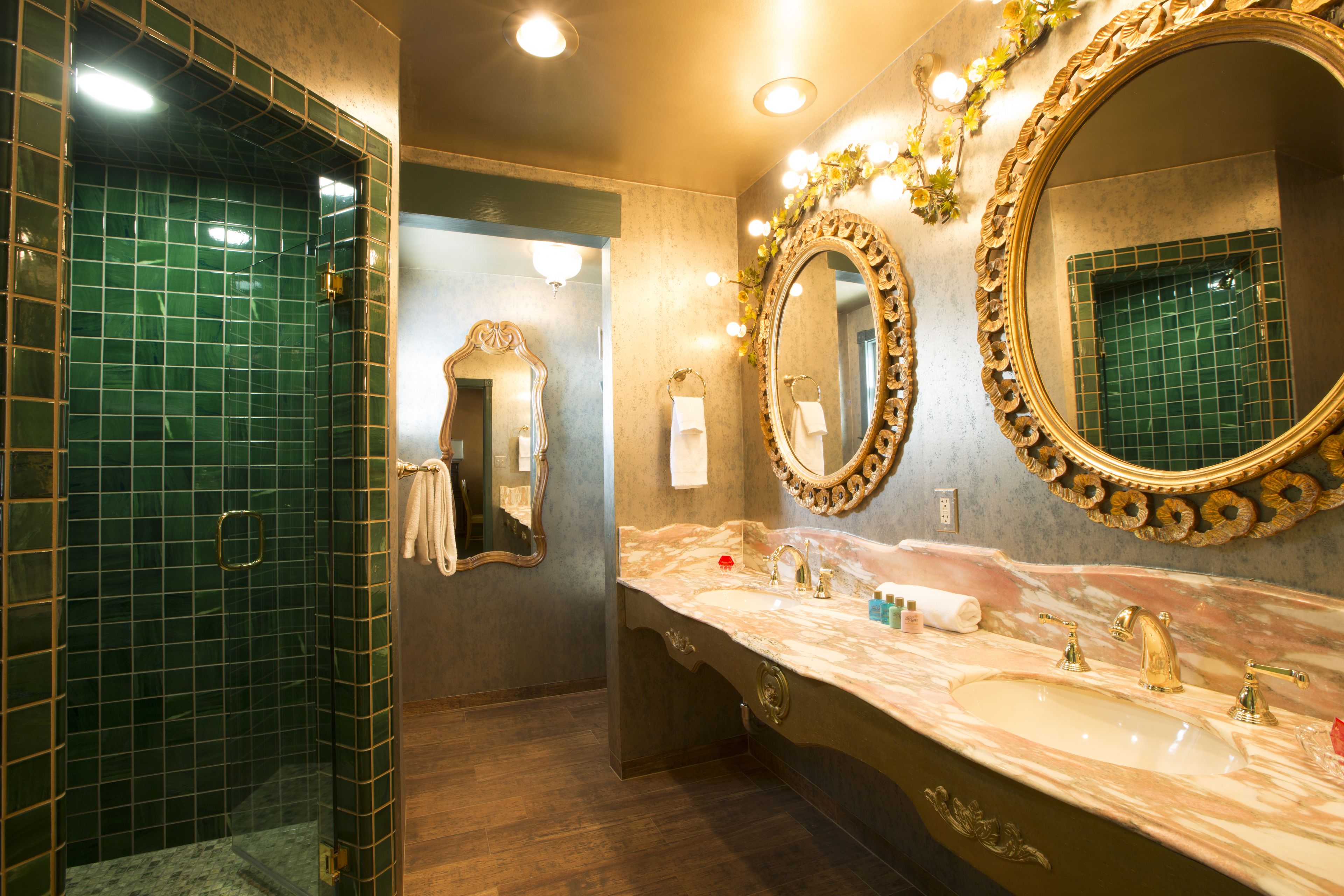 whispering hills | bathroom | shower, hair dryer, bathrobes, towels