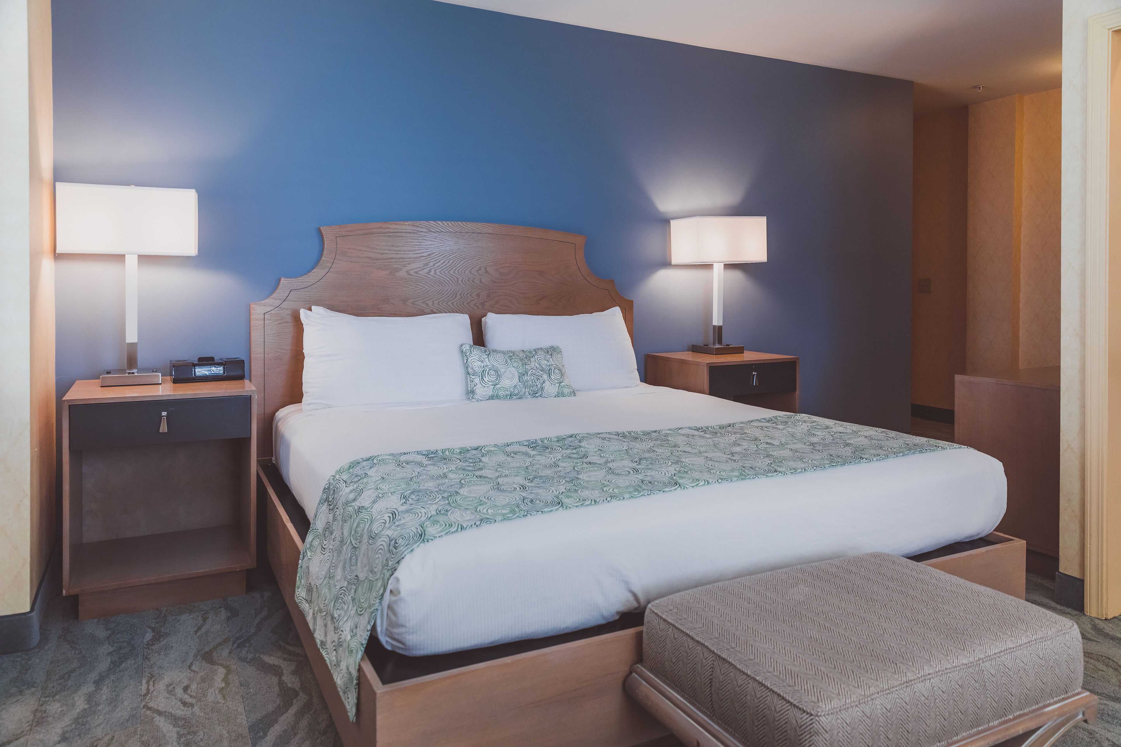 parkview suite | premium bedding, laptop workspace, iron/ironing board
