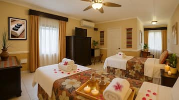 Body treatments, deep-tissue massages, body wraps, body scrubs, facials