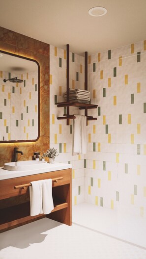 Ensemble douche/baignoire, articles de toilette écologiques