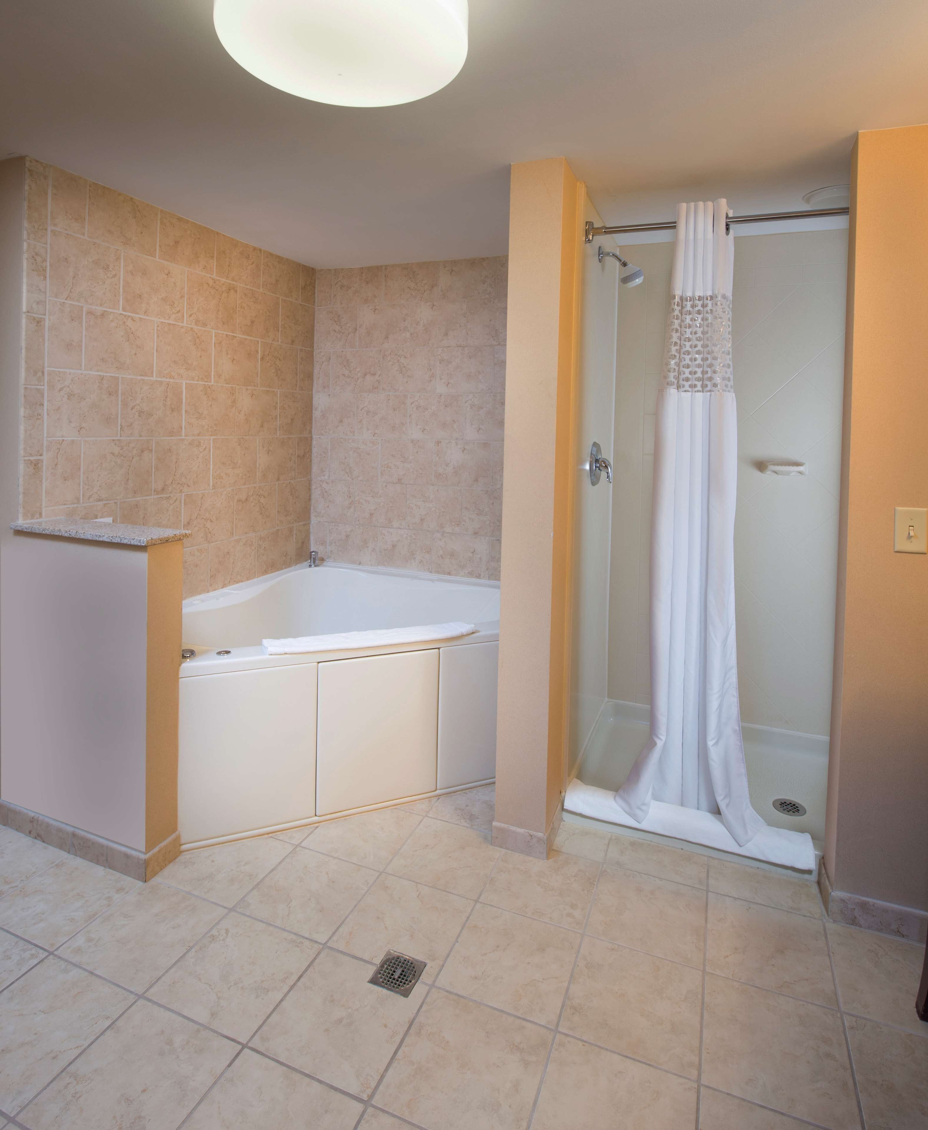 suite, 1 king bed, non smoking | bathroom | combined shower/bathtub, free toiletries, hair dryer, towels