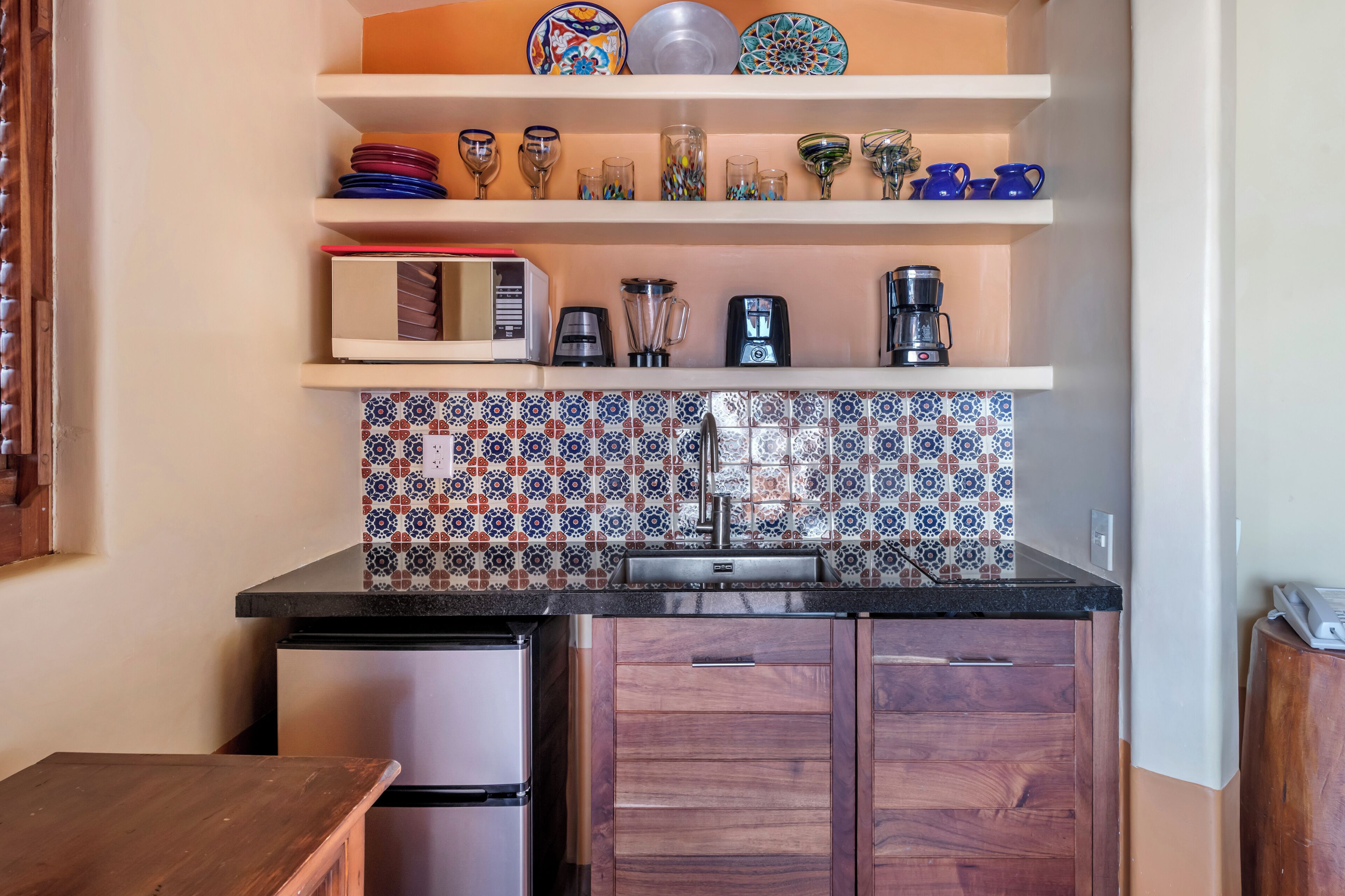 studio ocean view king with plunge pool | private kitchenette | mini-fridge, microwave, coffee/tea maker, cookware/dishes/utensils