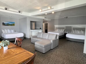 Lakefront Family Suite, 3 Queen Beds | Pillowtop beds, desk, blackout drapes, soundproofing - The Georgian Lakeside Resort (Lake George)