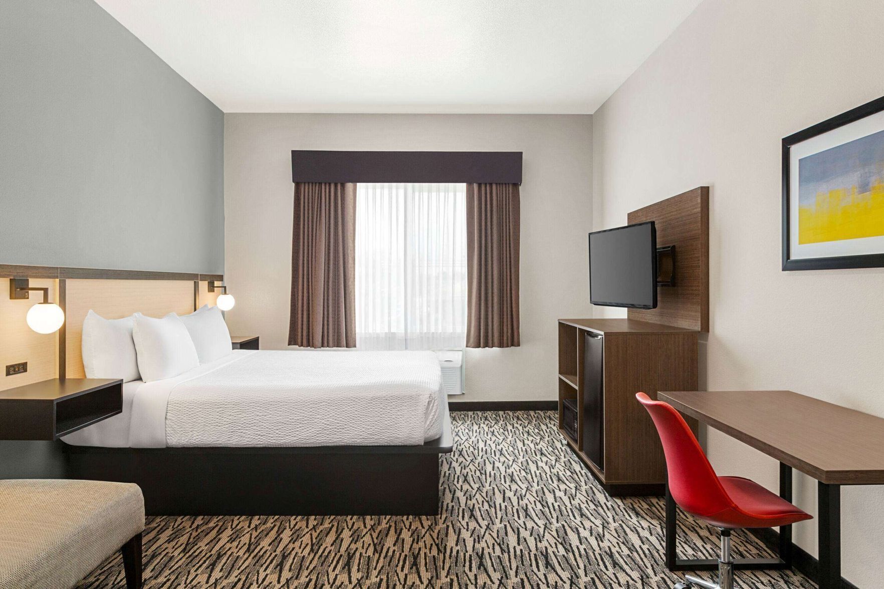 In-room safe, desk, laptop workspace, blackout drapes