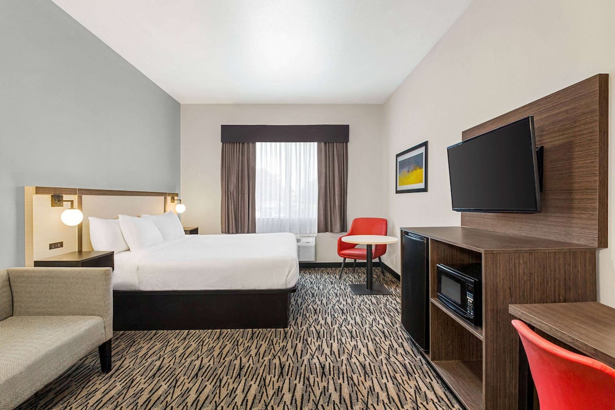 Room, 1 King Bed, Accessible, Non Smoking (Roll-In Shower) | In-room safe, desk, laptop workspace, blackout drapes