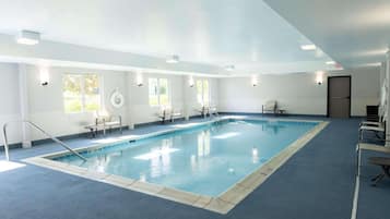 Indoor pool, open 6:00 AM to 11:00 PM, sun loungers