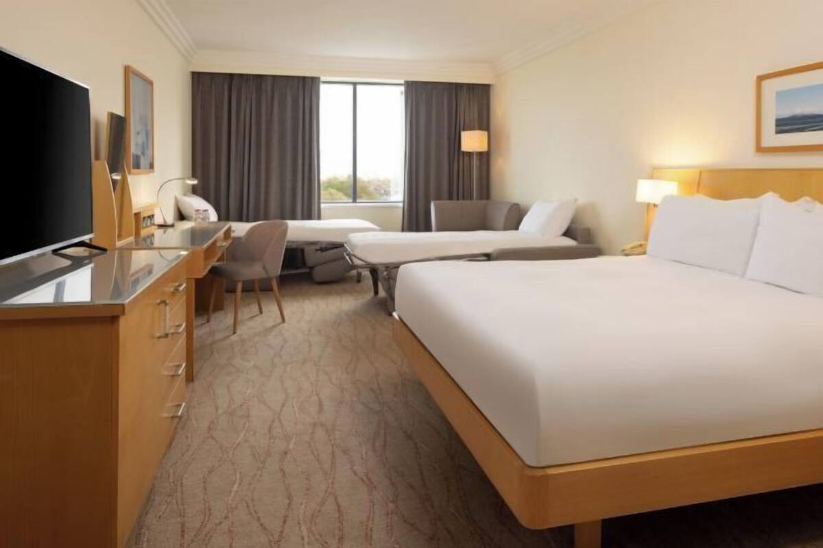 In-room safe, desk, laptop workspace, blackout curtains