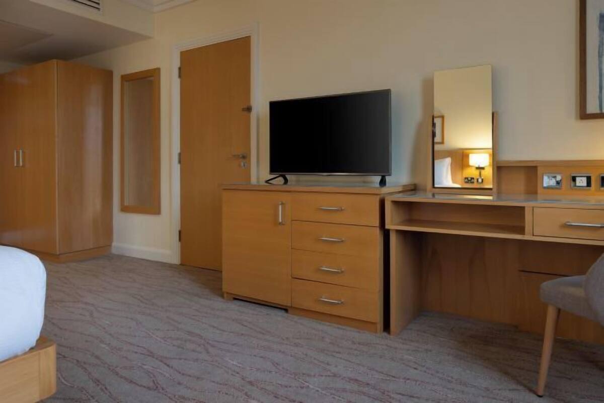 In-room safe, desk, laptop workspace, blackout curtains