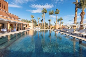 Outdoor pool, pool umbrellas