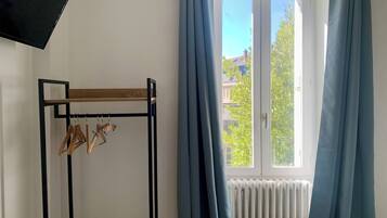 Comfort Double Room | Premium bedding, desk, soundproofing, iron/ironing board