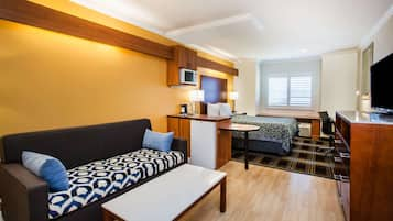 Suite, 1 Queen Bed, Non Smoking | Desk, laptop workspace, iron/ironing board, free cribs/infant beds