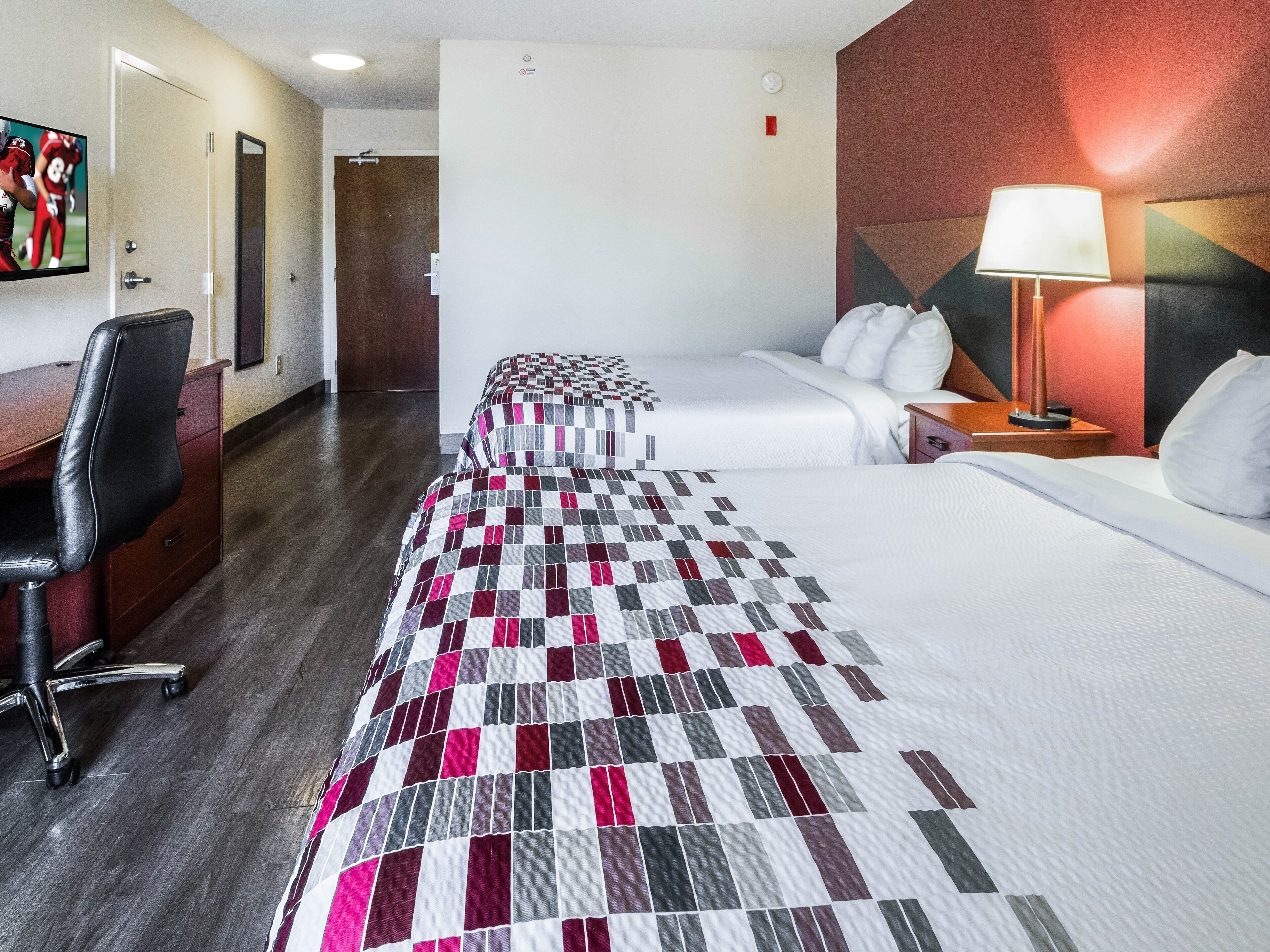 blackout curtains, iron/ironing board, free wifi, bed sheets