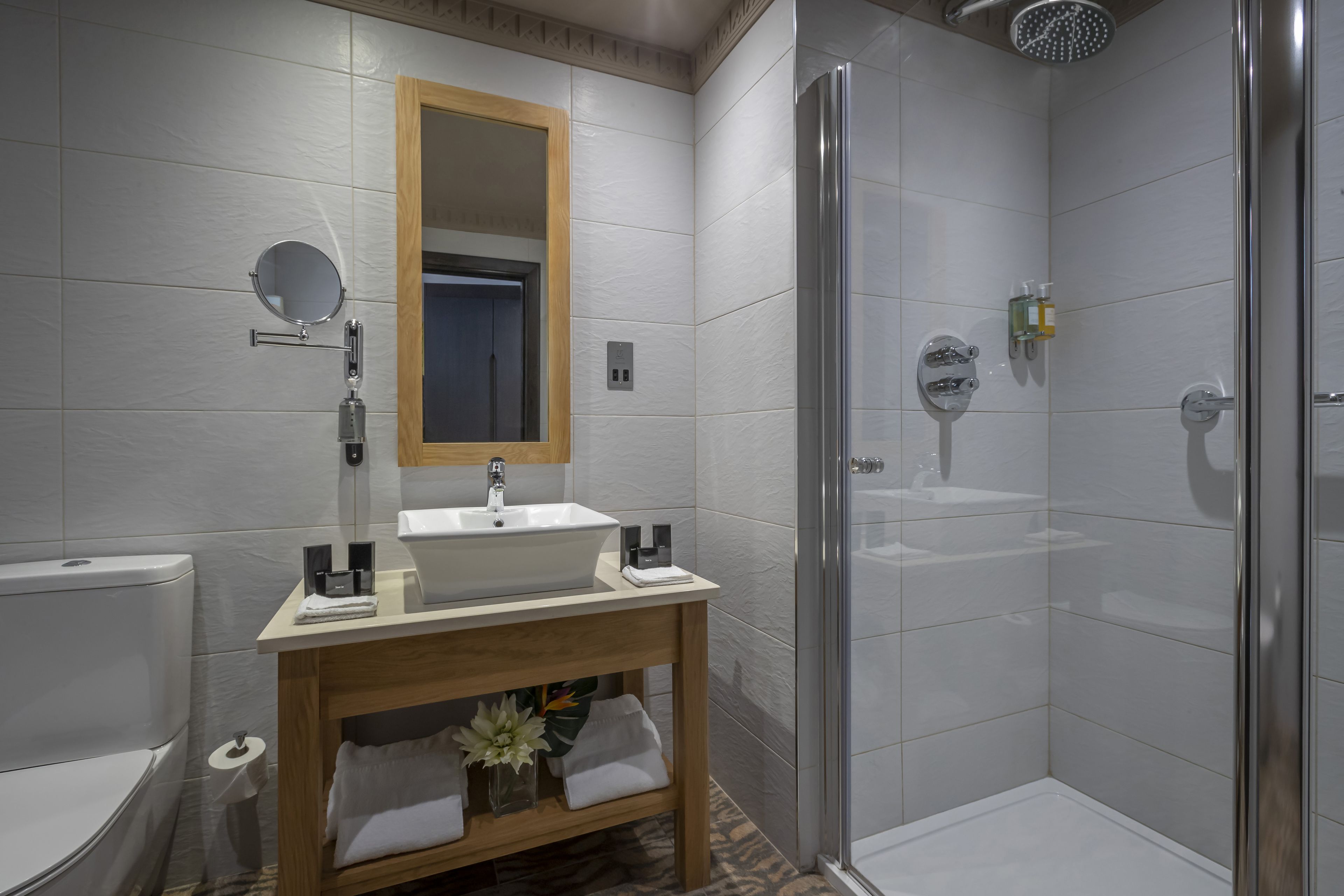 free toiletries, hair dryer, towels