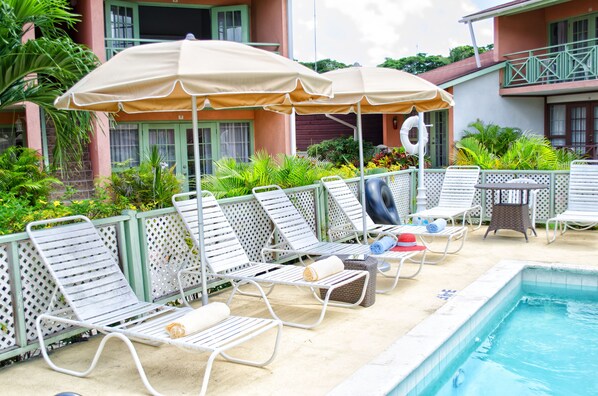 Outdoor pool, pool umbrellas