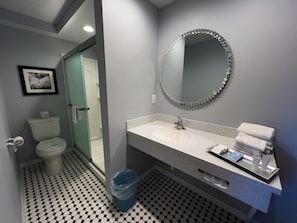 Quadruple Room, 2 Double Beds, Garden View, Ground Floor | Bathroom | Combined shower/tub, free toiletries, hair dryer, towels