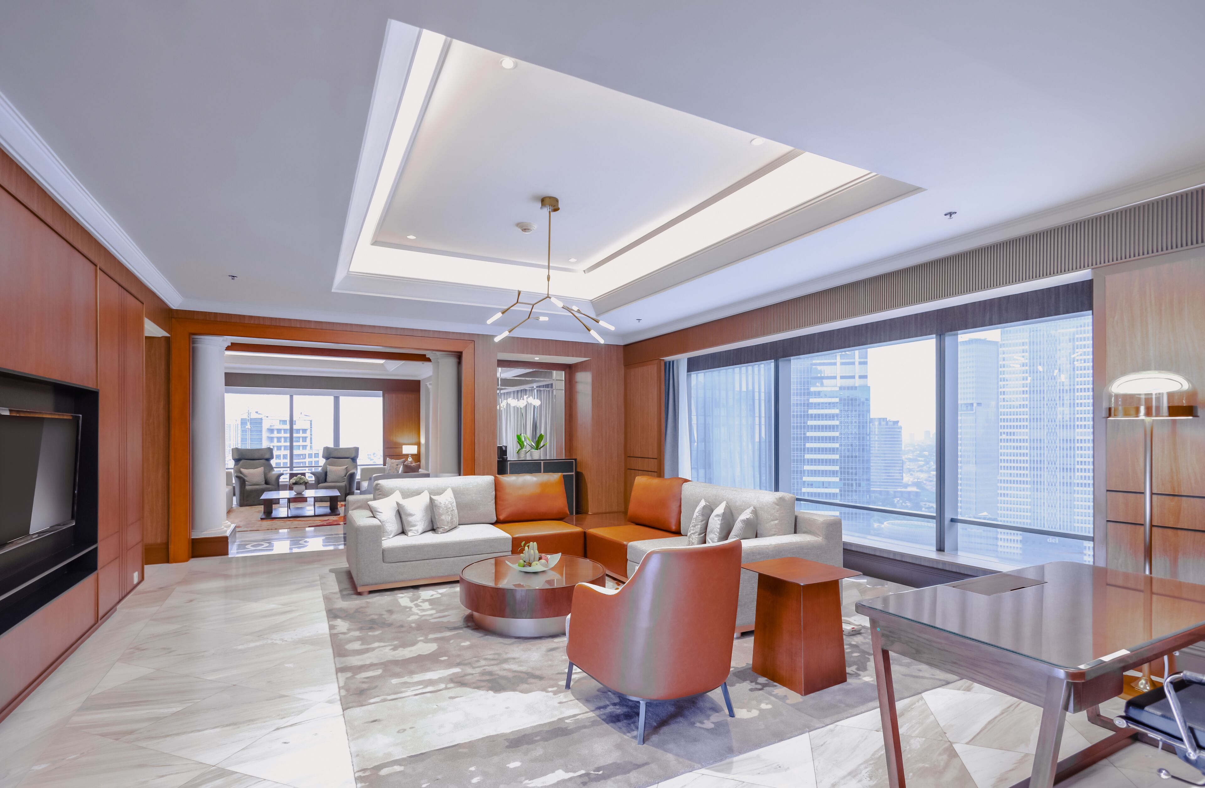 club suite, 1 king bed, non smoking, city view | living area | lcd tv, dvd player