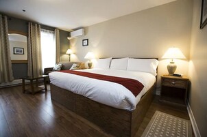 Down comforters, individually decorated, desk, blackout drapes