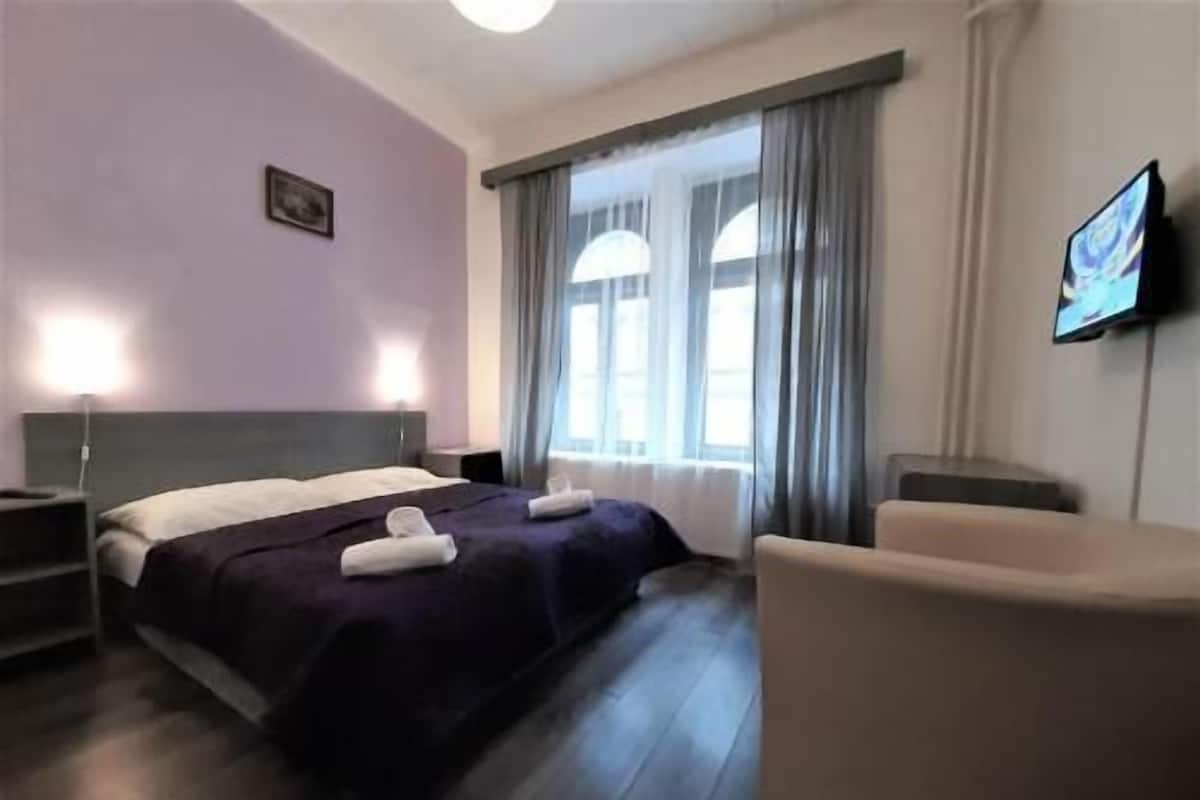 Blackout curtains, iron/ironing board, free WiFi, bed sheets