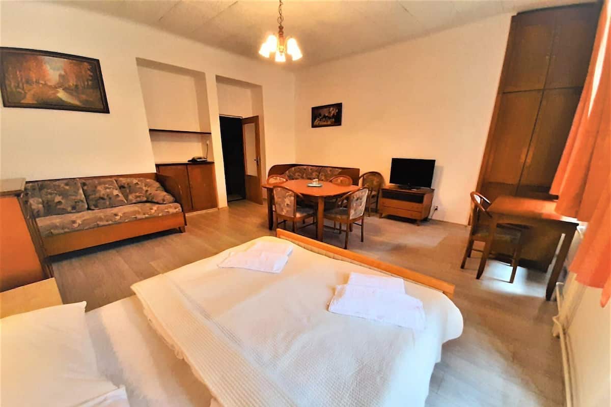 Blackout curtains, iron/ironing board, free WiFi, bed sheets