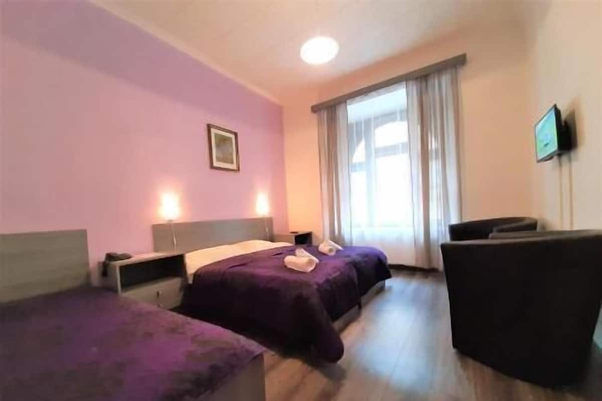 Blackout curtains, iron/ironing board, free WiFi, bed sheets