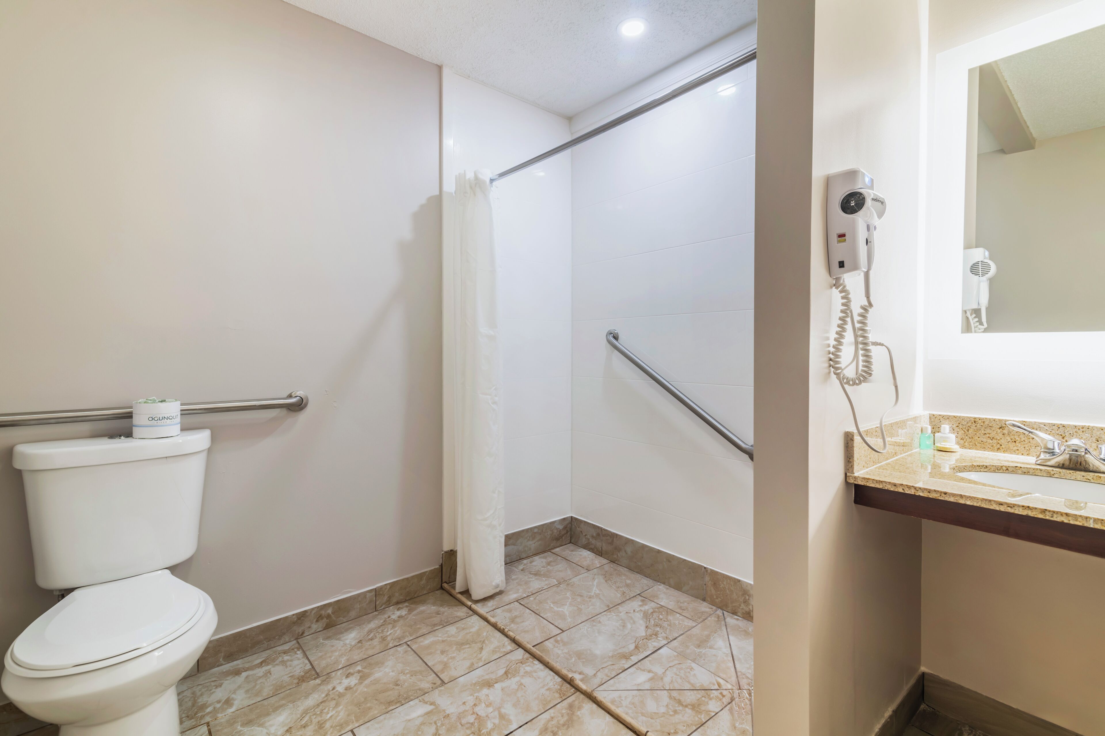 room, 2 queen beds, accessible, river view | bathroom | designer toiletries, hair dryer, towels, soap