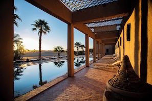 Outdoor pool, pool loungers