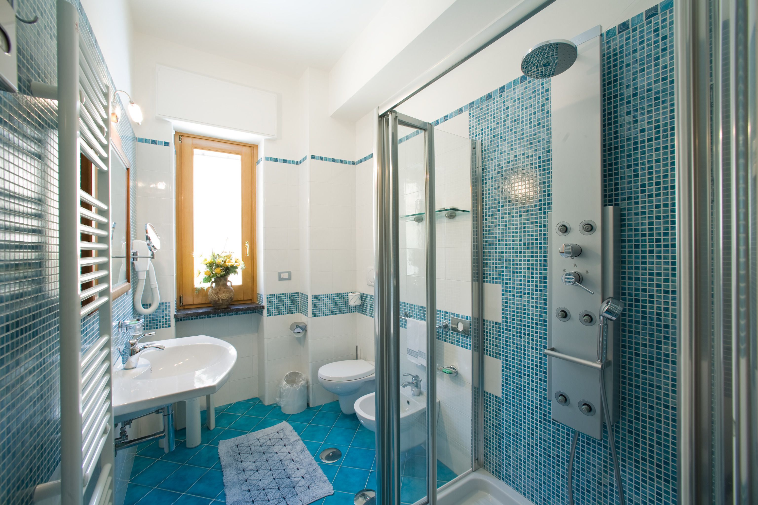 superior double room | bathroom | shower, free toiletries, hair dryer, slippers