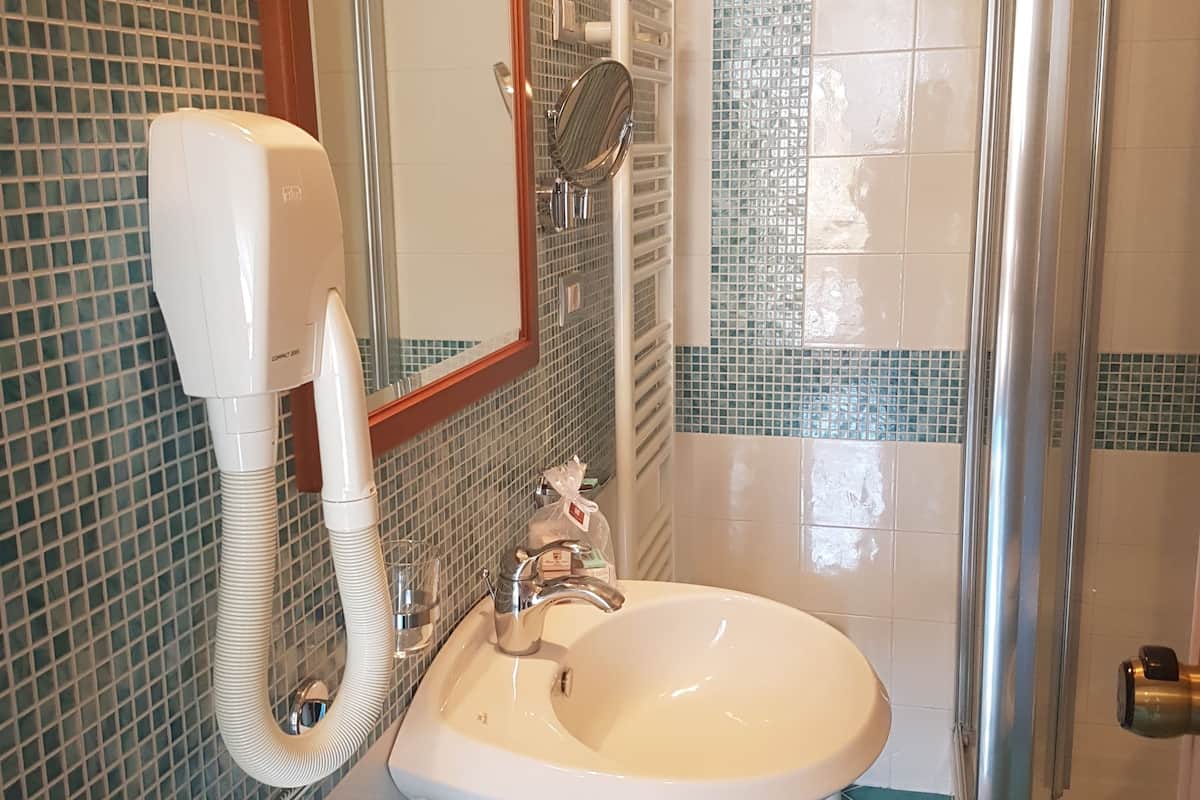 shower, free toiletries, hair dryer, slippers