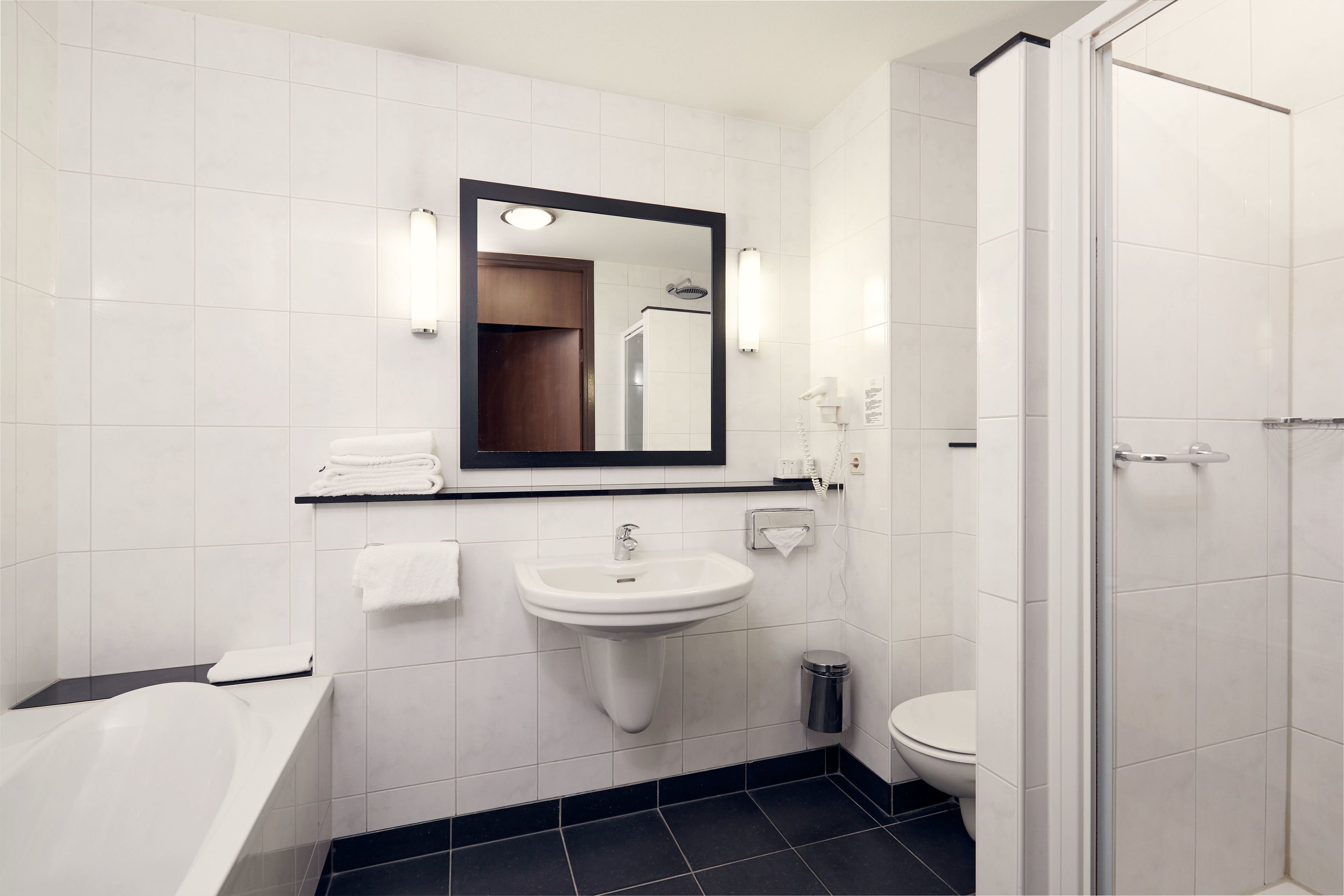 free toiletries, hair dryer, towels, soap