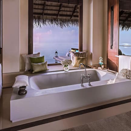 Tina y regadera independientes, tina profunda, regadera tipo lluvia